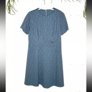 Vintage Mary Roberts New York 1960s Union Made Green Purple Paisley Dress M 6-8